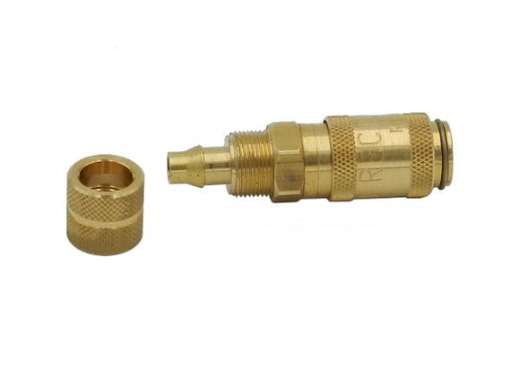 Quick coupling nd 2.7 with socket for 4 x 6 mm PVC air hose, brass