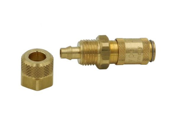 Quick coupling nd 2.7 with socket for 4 x 6 mm braided air hose, brass